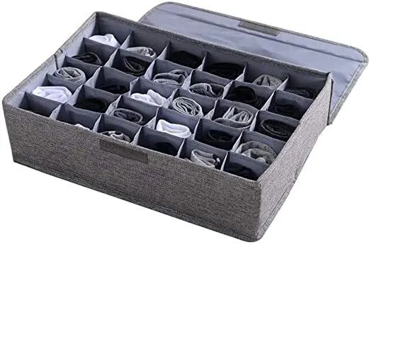24 Grids Underwear Socks Storage Organizer With Foldable Closet Drawer Divider