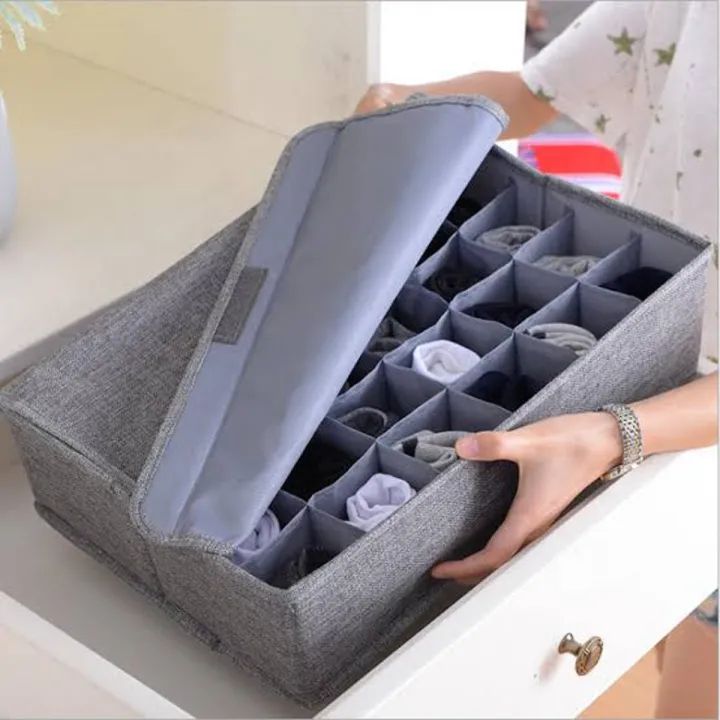 24 Grids Underwear Socks Storage Organizer With Foldable Closet Drawer Divider