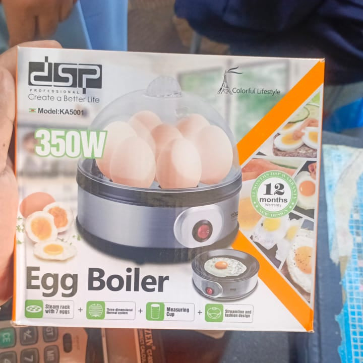 DSP Professional 350W Electric Egg Boiler With Steam Rack And Measuring Cup