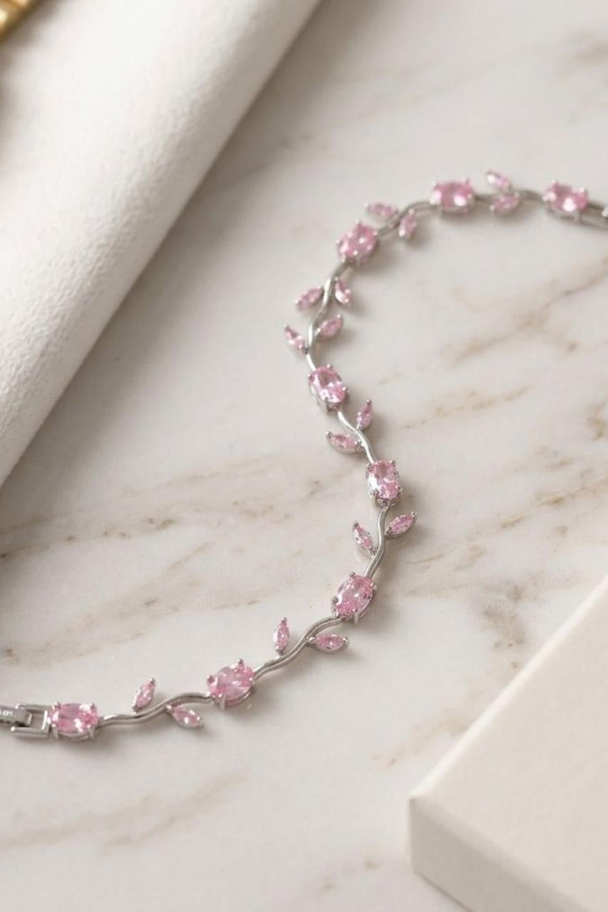 Elegant Floral Vine Crystal Bracelet