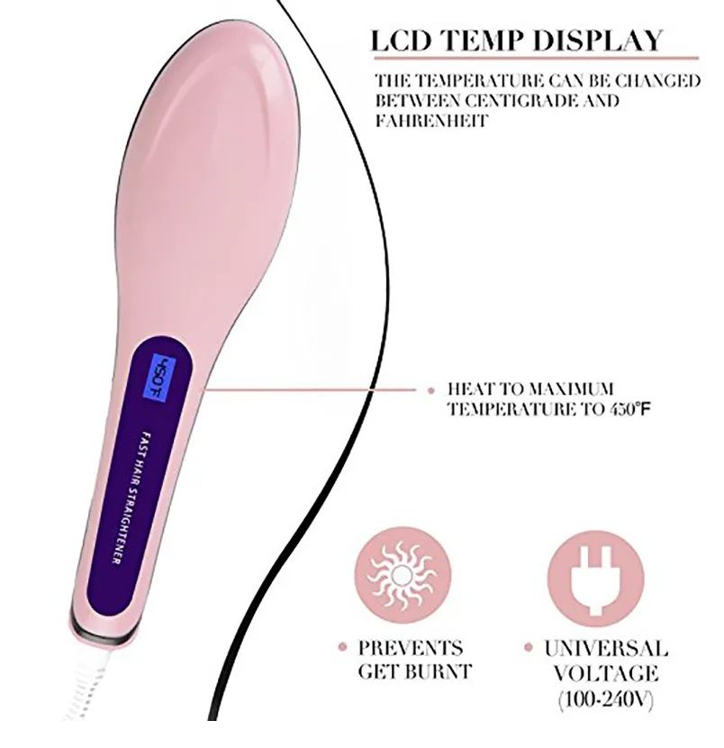 Digital Fast Brush Electric Hair Straightener