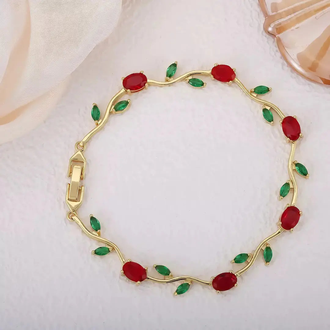 Elegant Floral Vine Crystal Bracelet
