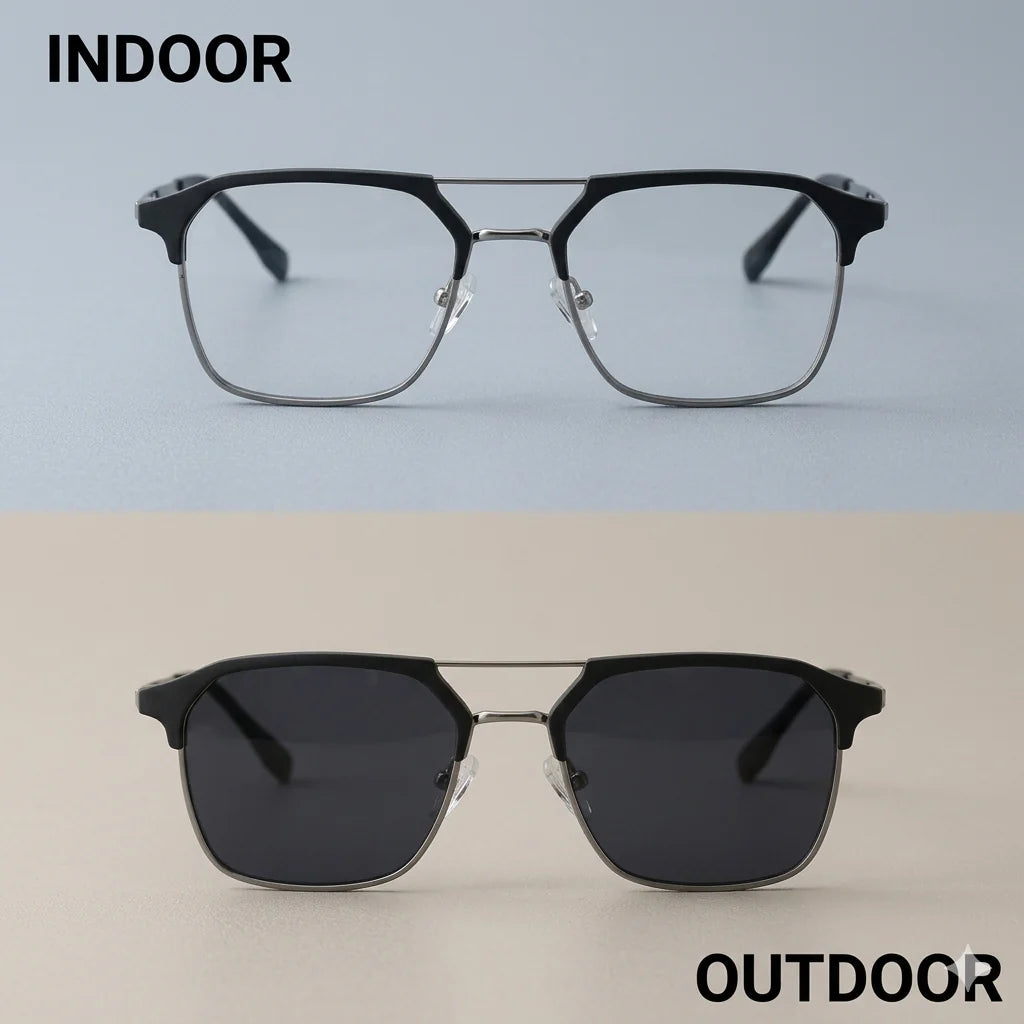 2-in-1 Photochromic Smart Glasses – Auto Darkening UV Protection Eyewear