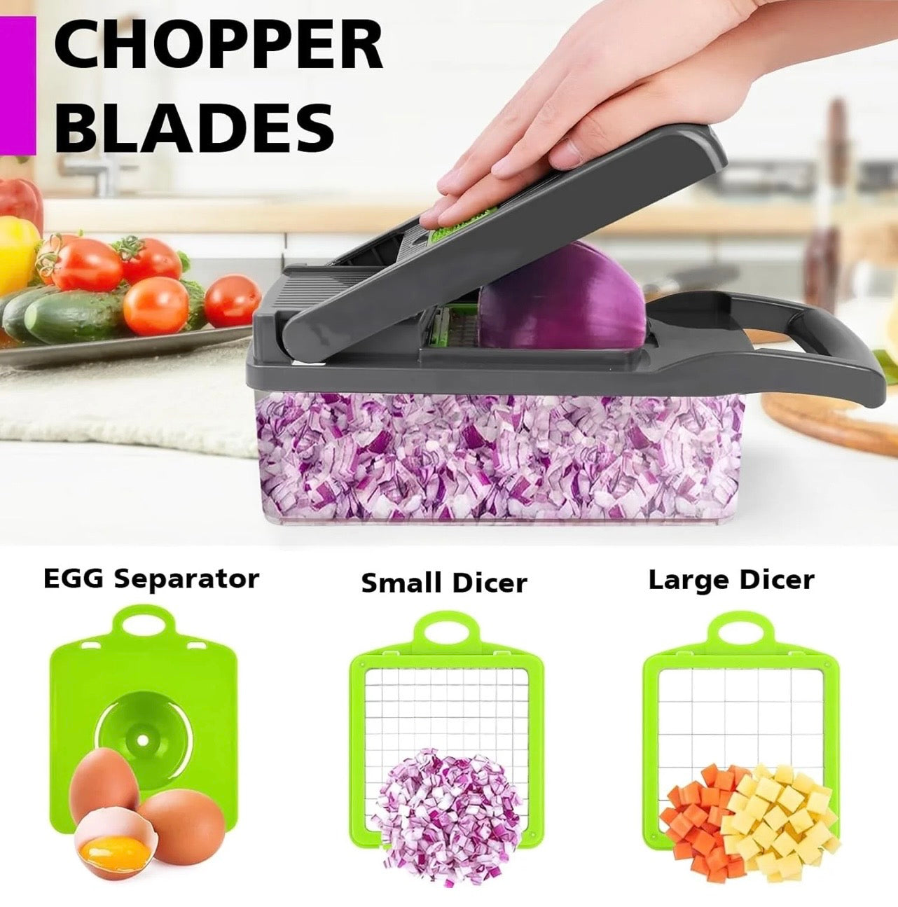 16-in-1 Multifunctional Vegetable Cutter & Slicer – Kitchen Tool with Interchangeable Blades