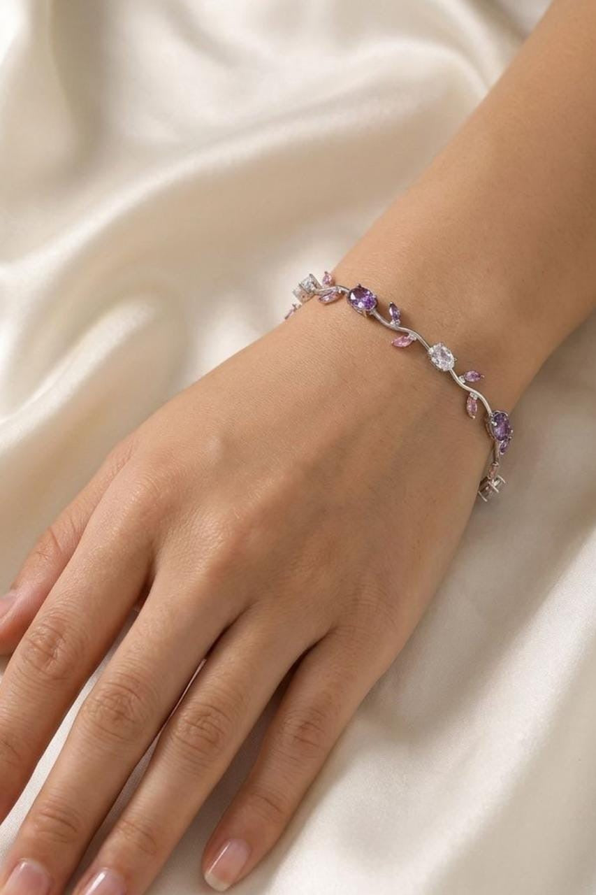 Elegant Floral Vine Crystal Bracelet