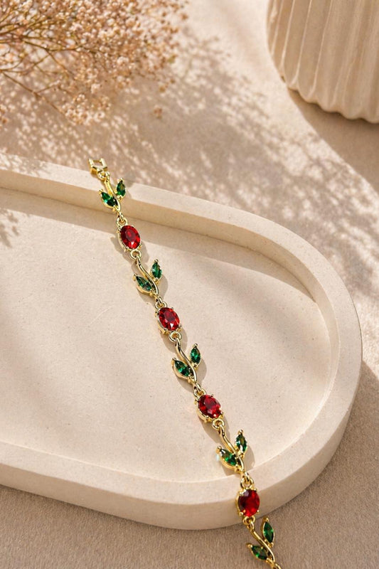 Elegant Floral Vine Crystal Bracelet