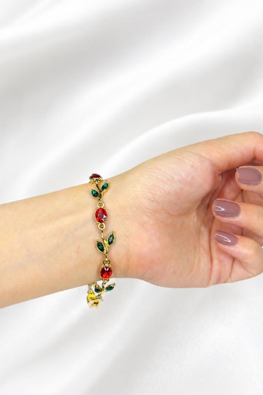 Elegant Floral Vine Crystal Bracelet