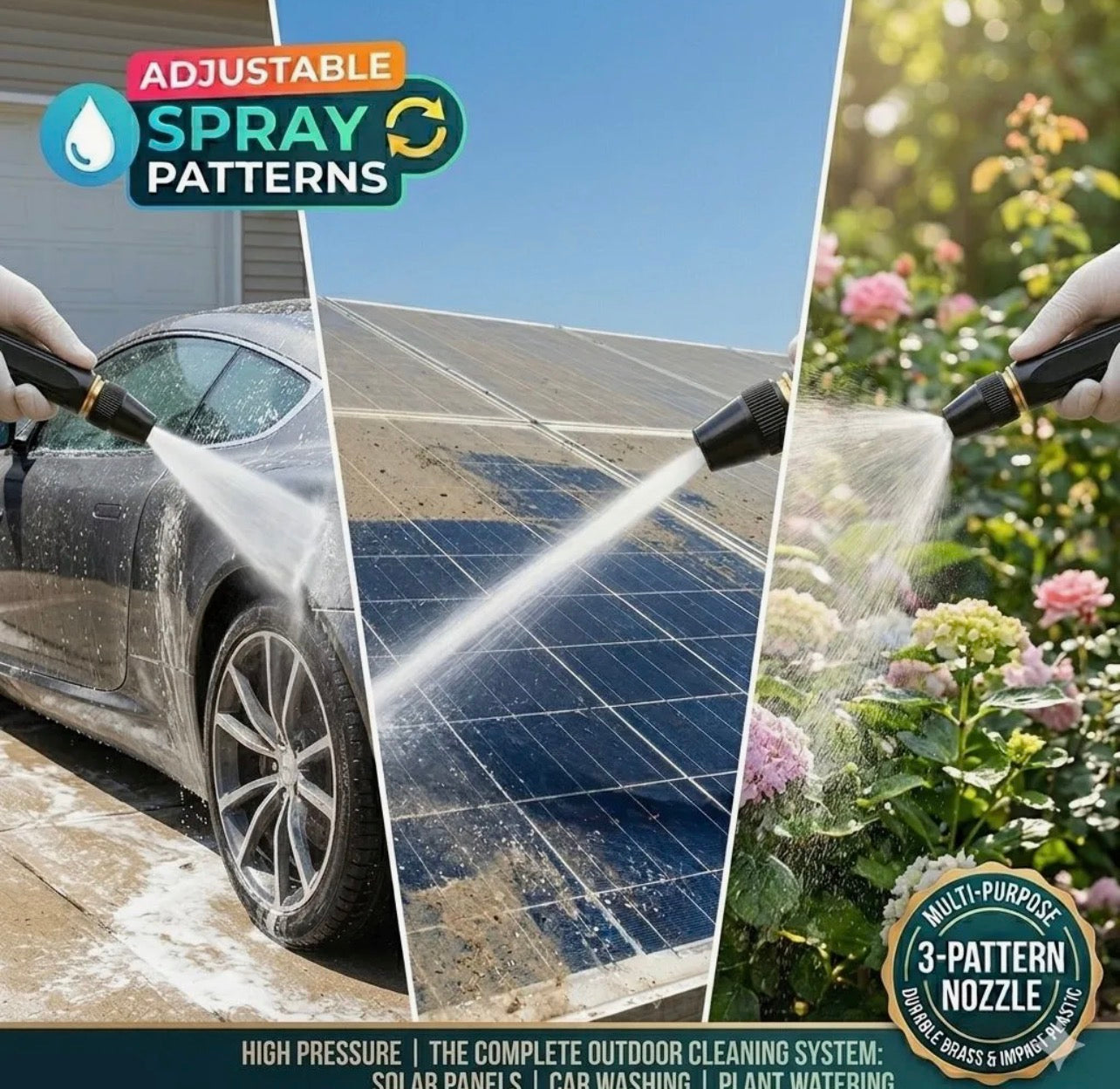Multi-Function Adjustable Flow Spray Attachment with Quick Connect Fittings”