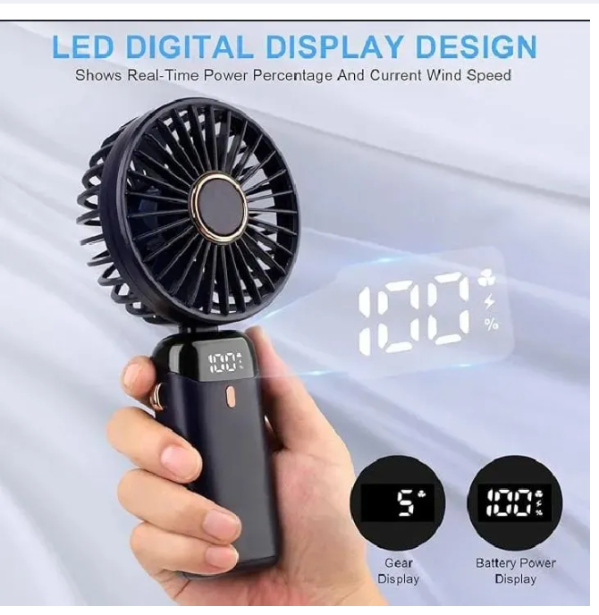 Rechargeable 5 Speed Mini Fan for Kids – Portable USB Charging Fan – Mini Handheld Charging Fan - Electric Mini Fan for School – Kitchen – Traveling