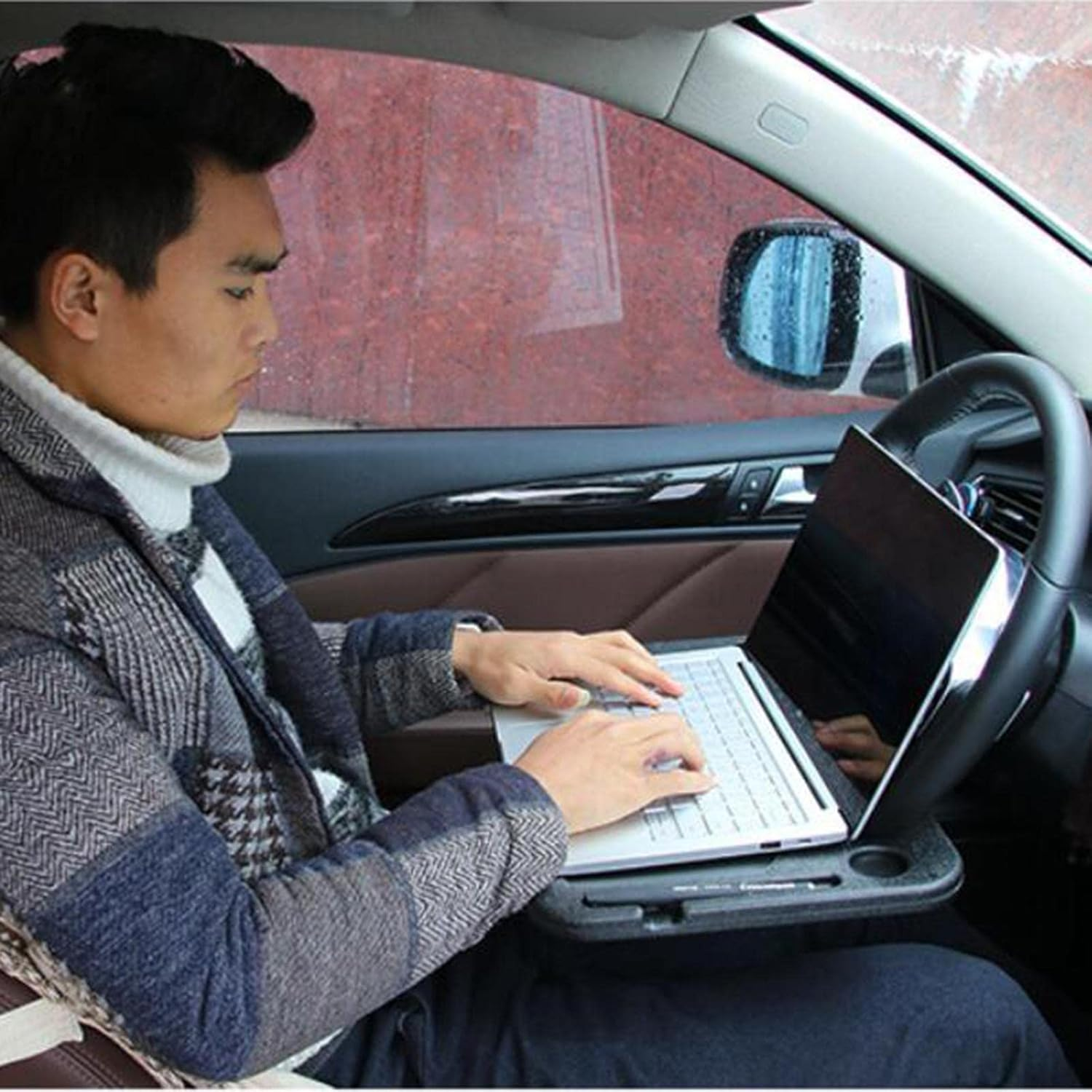 Portable Car Steering Wheel Tray -Multi functional Wheel Desk for Laptop Notebook and Food Steering Wheel Tray