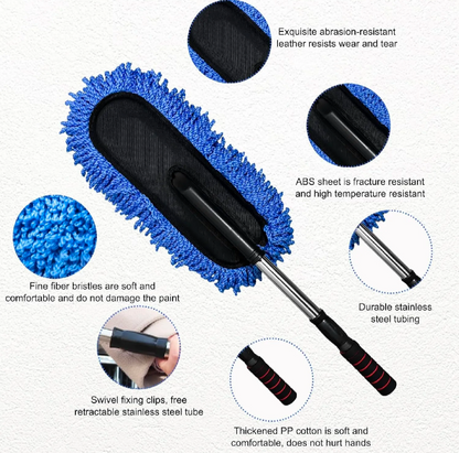 Ultra-Soft Extendable Auto Detailer Mop – Premium Microfiber Dust Cleaner Brush with Stainless Steel Pole {with Free Delivery 🚚}