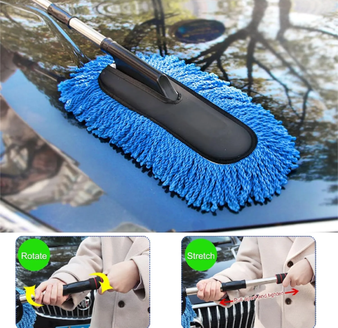 Ultra-Soft Extendable Auto Detailer Mop – Premium Microfiber Dust Cleaner Brush with Stainless Steel Pole {with Free Delivery 🚚}