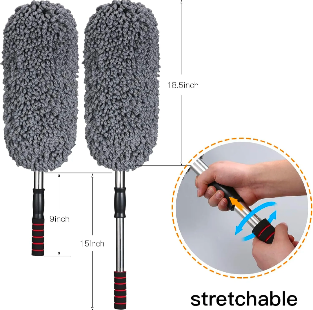 Ultra-Soft Extendable Auto Detailer Mop – Premium Microfiber Dust Cleaner Brush with Stainless Steel Pole {with Free Delivery 🚚}