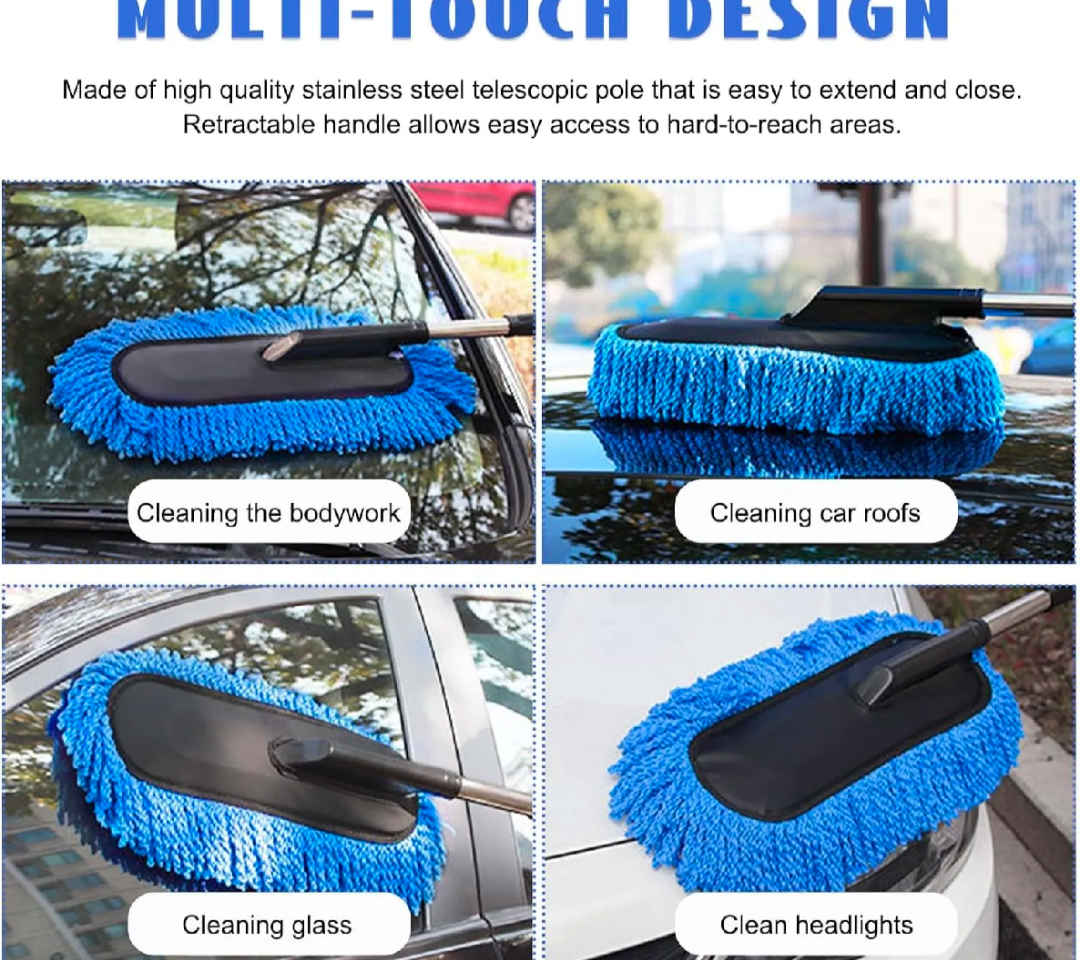 Ultra-Soft Extendable Auto Detailer Mop – Premium Microfiber Dust Cleaner Brush with Stainless Steel Pole {with Free Delivery 🚚}